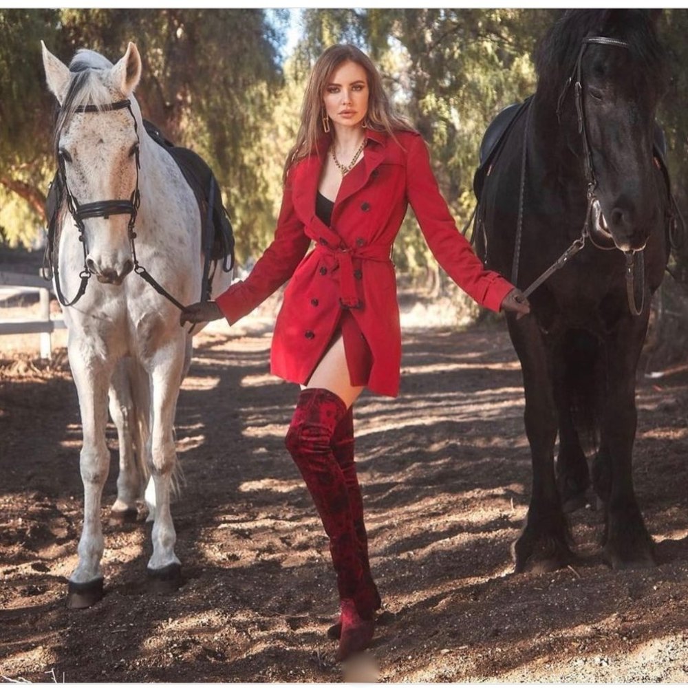 Beautiisoles by Robyn Shreiber Marilia Thigh High Floral Velvet Boots